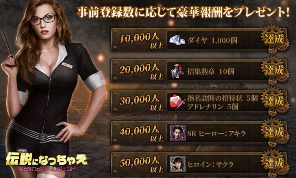 伝説になっちゃえ、事前登録特典